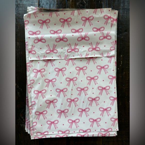 (25ct) Polymailer 14.5x19 pink bow - Picture 2 of 2